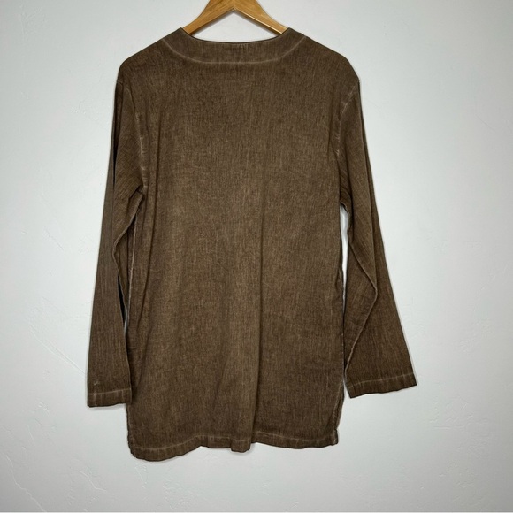Earthbound Trading Co Stonewash Taupe Tunic Top 100% Cotton Gorpcore Unisex Fall - Picture 2 of 9